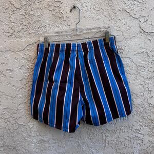 Zara Striped Elastic Waist 4” Inseam Swim Trunks Size Mens Medium
